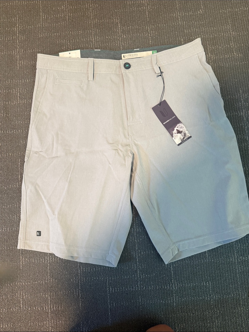 Linksoul Men's Light Gray Flat Front Shorts